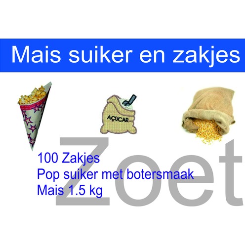 klant Oprecht Onhandig Combi pakket mais suiker zakjes voor 100 porties popcorn