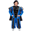 Piet kostuum Fluweel zwart/blauw + cape MT 58 (L)