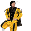 Piet kostuum Fluweel  zwart/geel  MT 50 (S)