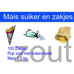 Combi pakket mais zout zakjes voor 100 porties popcorn