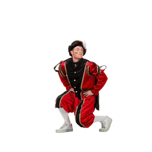Piet kostuum Fluweel zwart/rood + cape MT 58 (L)