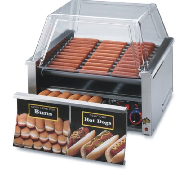 Hotdog roller grill en warmer