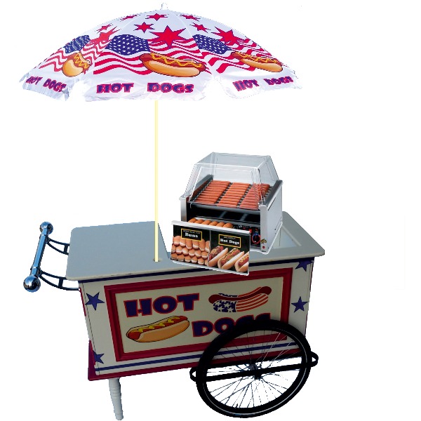 Hotdogkar incl rollergrill en parasol